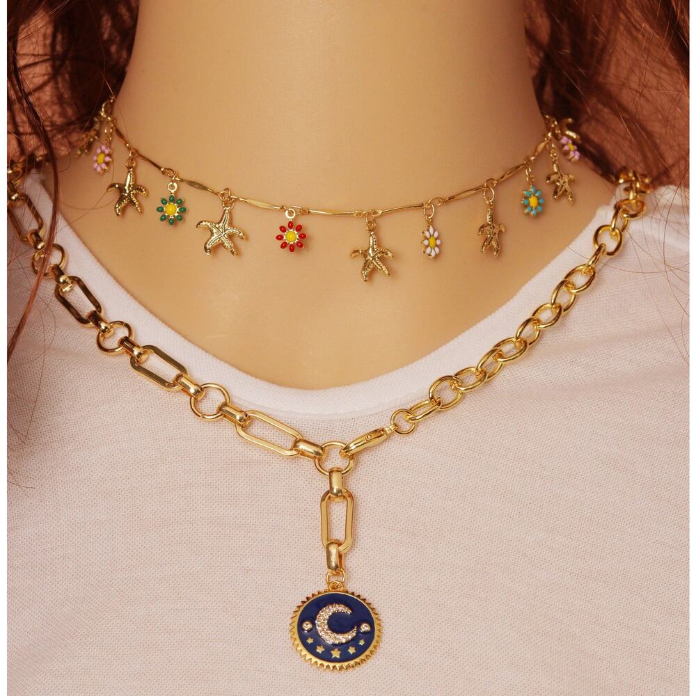 21 inch gold plated charm necklace